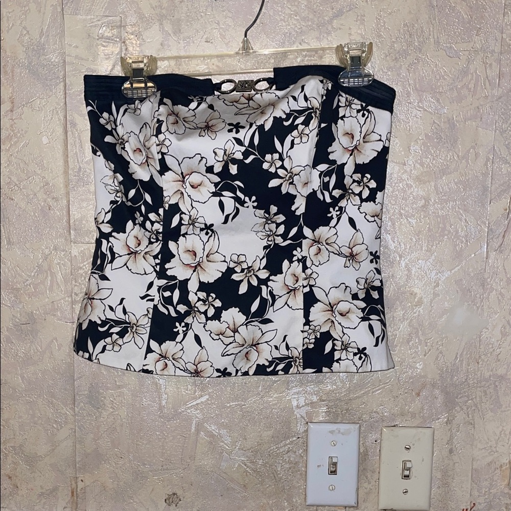 White House Black Market floral  Strapless Top (6)